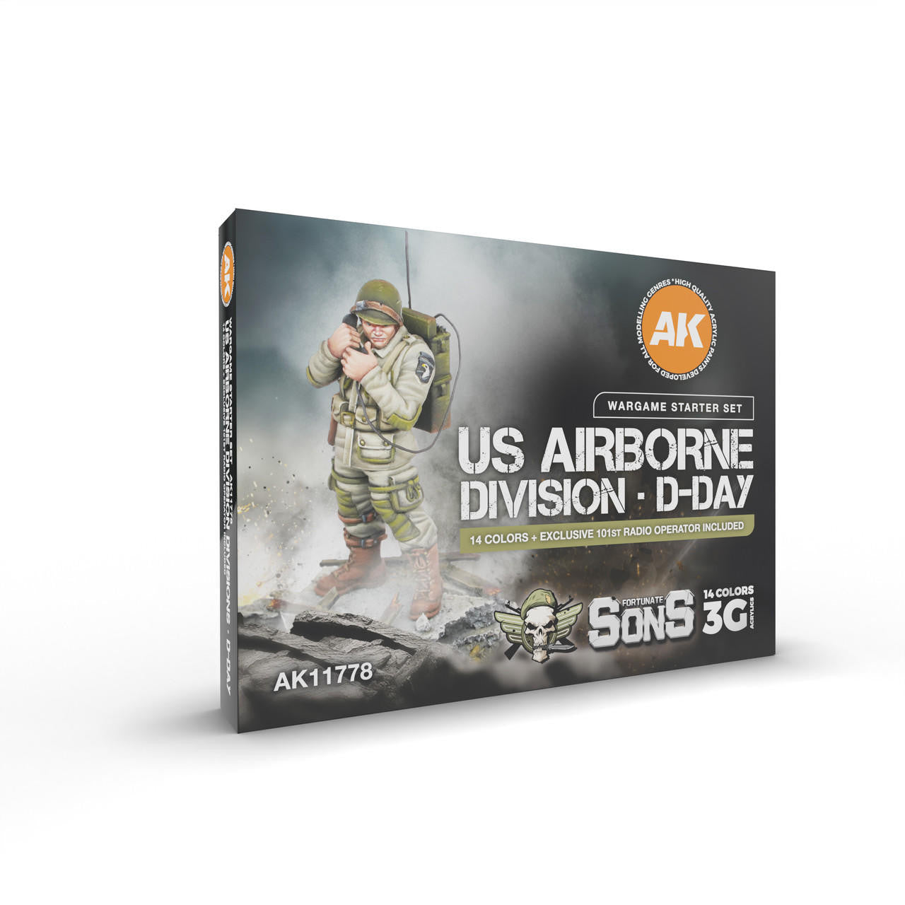 AK Interactive US Airborne Div D-Day Wargame Paint & Fig Set AK11778